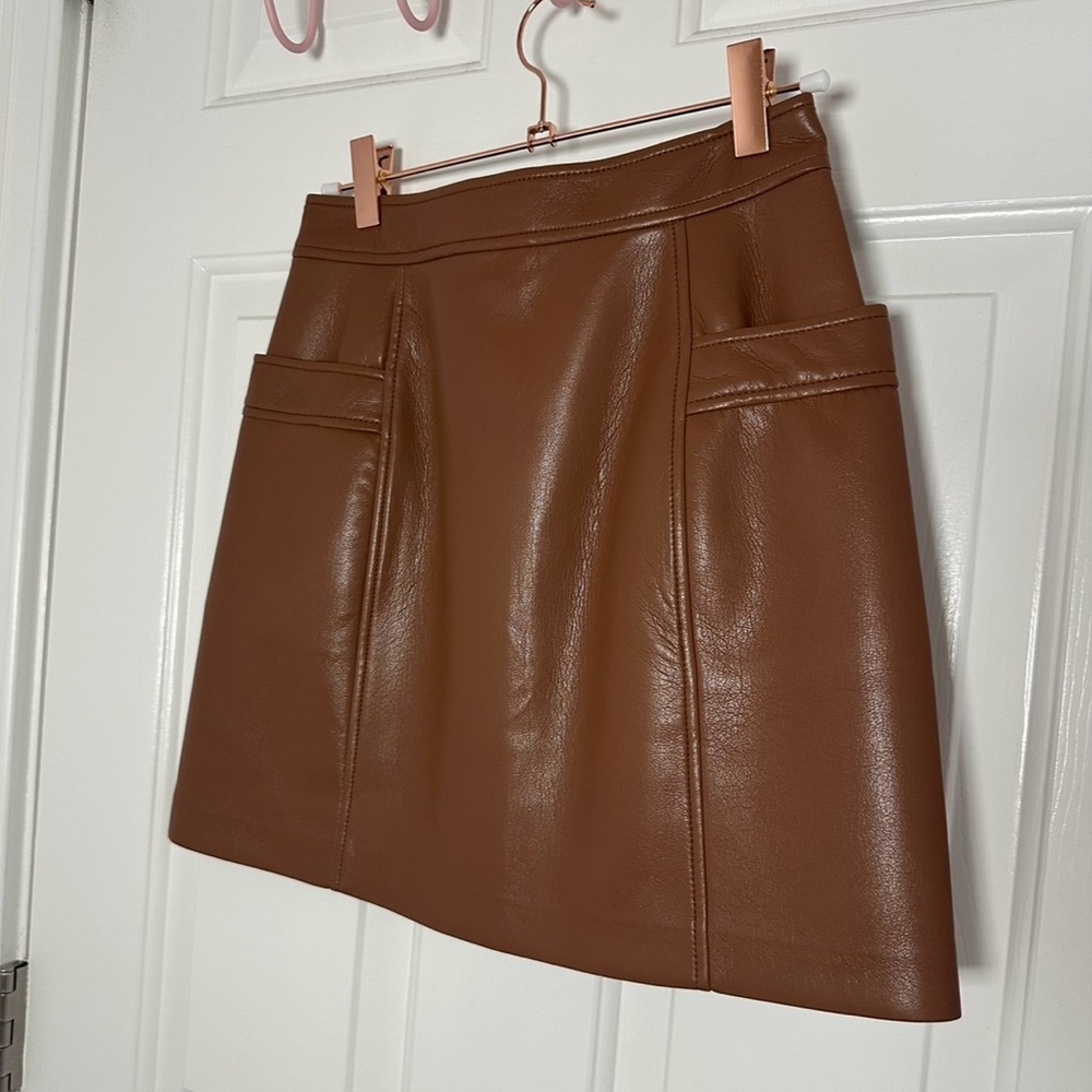 Aritzia Brown Faux Leather Mini Skirt - Picture 4 of 6